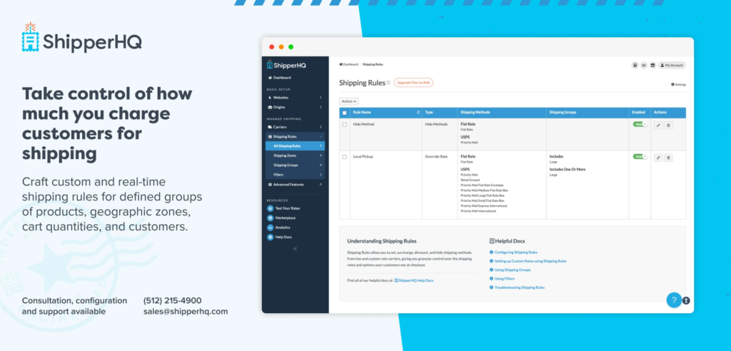 Shipping HQ dashboard